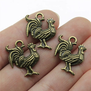 100pcs 22x18mm Rooster Chicken Charm Pendant Antique Silver Jewelry Making