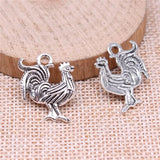 100pcs 22x18mm Rooster Chicken Charm Pendant Antique Silver Jewelry Making