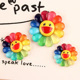 100pcs Smiling Face Sunflower Resin Charms for DIY Hair Accessories
