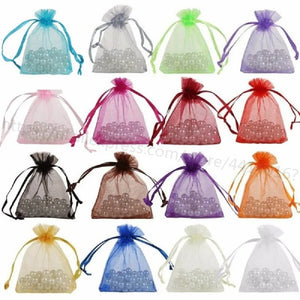 100pcs 24 Colors Tulle Gift Organza Bag 9x12cm Jewelry Packaging