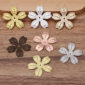 100pcs 25mm Brass Flower Slice Charms DIY Jewelry Findings