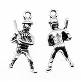 100pcs Baseball Player Charms Antique Silver Findings Jewelry Making