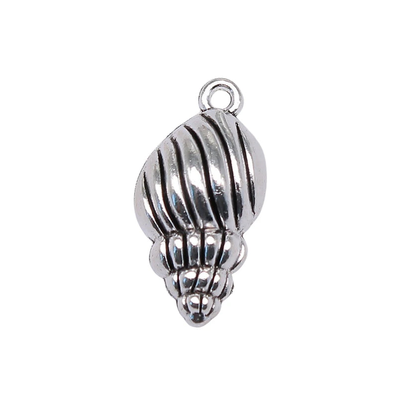 100pcs 25x13mm Conch Charms Antique Silver Pendant Charms