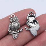 100pcs 25x15mm Antique Owl Charm Pendant DIY Jewelry Findings
