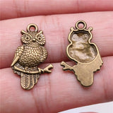 100pcs 25x15mm Antique Owl Charm Pendant DIY Jewelry Findings
