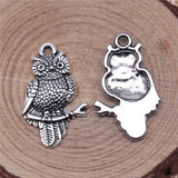 100pcs 25x15mm Antique Owl Charm Pendant DIY Jewelry Findings