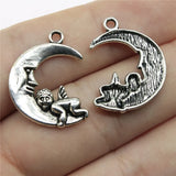 100pcs Silver Moon & Angel Charms Jewelry Findings