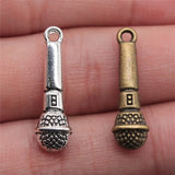 100pcs Microphone Charm Pendant Music Jewelry Supplies