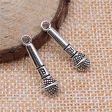 100pcs Microphone Charm Pendant Music Jewelry Supplies