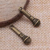 100pcs Microphone Charm Pendant Music Jewelry Supplies