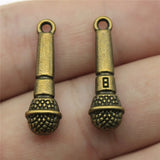 100pcs Microphone Charm Pendant Music Jewelry Supplies