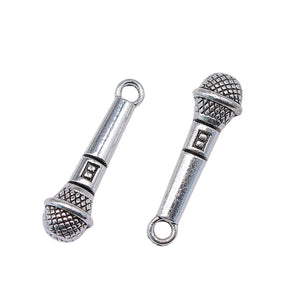 100pcs Microphone Charm Pendant Music Jewelry Supplies