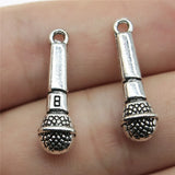 100pcs Microphone Charm Pendant Music Jewelry Supplies