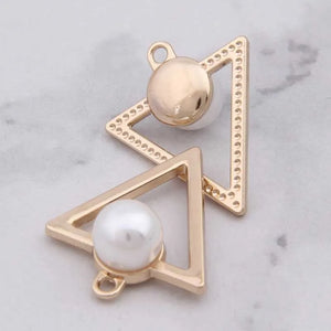 100pcs Pearl Triangle Alloy Ornament Pendant