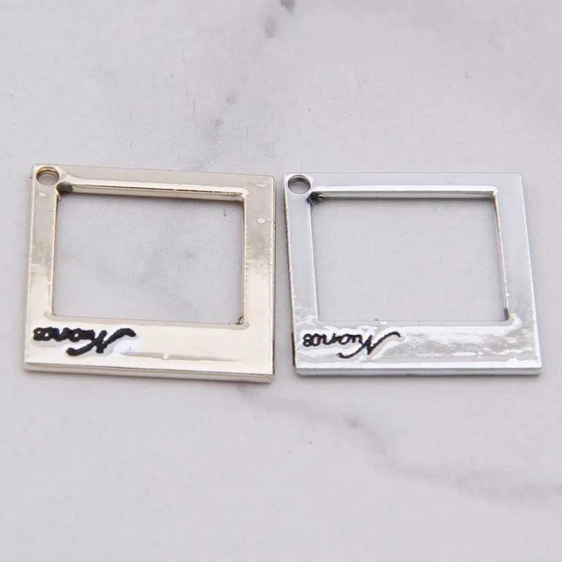 100pcs Hollow Square Drop Oil Pendants DIY Alloy Bracelet Earrings Accessories