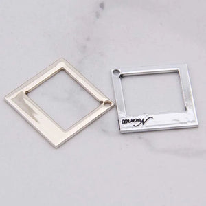 100pcs Hollow Square Drop Oil Pendants DIY Alloy Bracelet Earrings Accessories