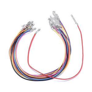 100pcs 2mm Waxed Cord DIY Necklace Cords Mixed with Iron Lobster Clasps