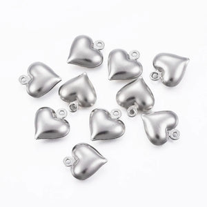 100pcs 304 Stainless Steel Hollow Heart Charms Pendant for Jewelry Making