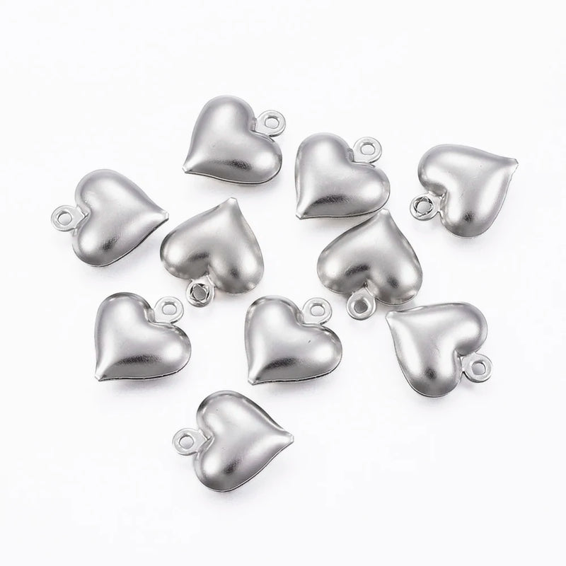 100pcs 304 Stainless Steel Hollow Heart Charms Pendant for Jewelry Making