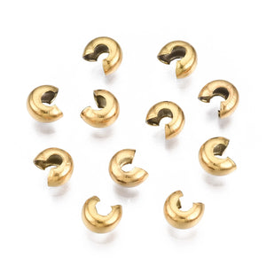 100pcs 304 Stainless Steel Crimp Beads Stopper Spacer Beads For Bracelet DIY