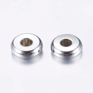 100pcs 304 SS Flat Round Spacer Beads 5mm 6mm 8mm for DIY Jewelry Making