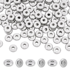 100pcs 304 SS Flat Round Spacer Beads 5mm 6mm 8mm for DIY Jewelry Making