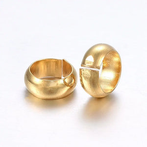 100pcs 304 Stainless Steel Golden Crimp Beads Covers 6mm Closed Beads