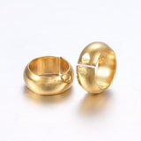 100pcs 304 Stainless Steel Golden Crimp Beads Covers 6mm Closed Beads