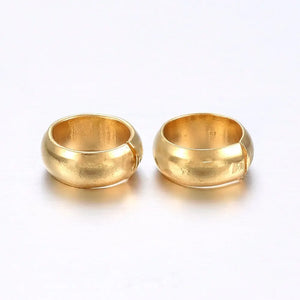 100pcs 304 Stainless Steel Golden Crimp Beads Covers 6mm Closed Beads