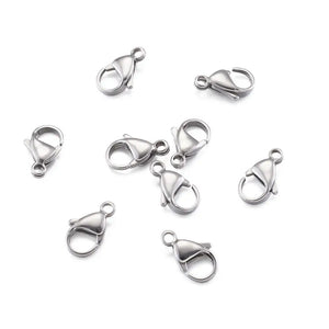 100pcs Stainless Steel Lobster Claw Clasps Jewelry Findings 15x9x4mm