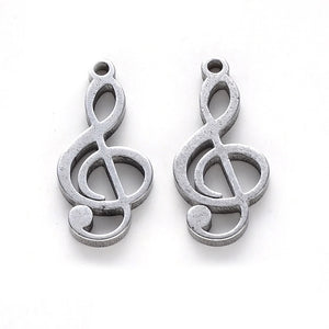 100pcs 304 Stainless Steel Musical Note Pendants for Jewelry Making