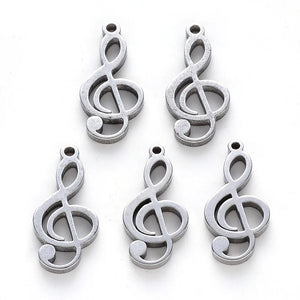 100pcs 304 Stainless Steel Musical Note Pendants for Jewelry Making