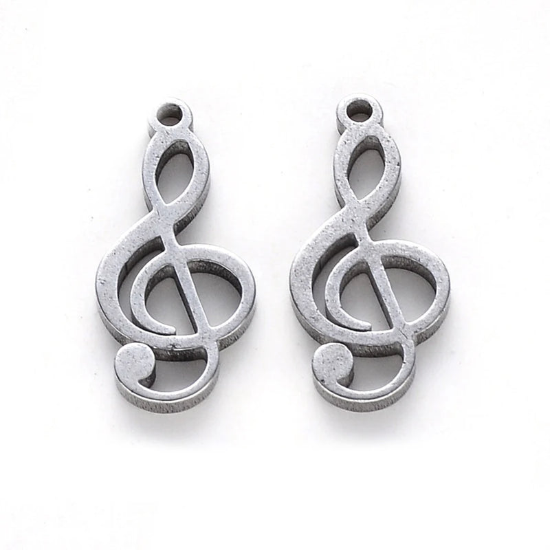 100pcs 304 Stainless Steel Musical Note Pendants for Jewelry Making