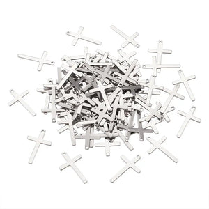 100pcs Stainless Steel Cross Charms DIY Jewelry Making Findings