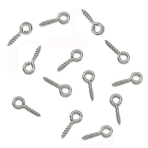 100pcs Stainless Steel Screw Eye Pin for Beads 10x4x1mm