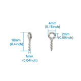 100pcs Stainless Steel Screw Eye Pin for Beads 10x4x1mm