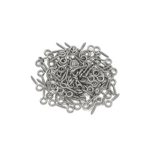 100pcs Stainless Steel Screw Eye Pin for Beads 10x4x1mm