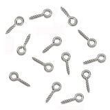 100pcs Stainless Steel Screw Eye Pin for Beads 10x4x1mm