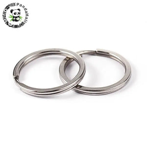 100pcs 304 Stainless Steel Split Key Rings Keychain Clasp 2x25mm