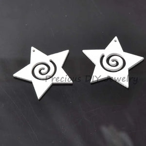 100pcs 30mm Christmas Star Wooden Charms for Home Decoration