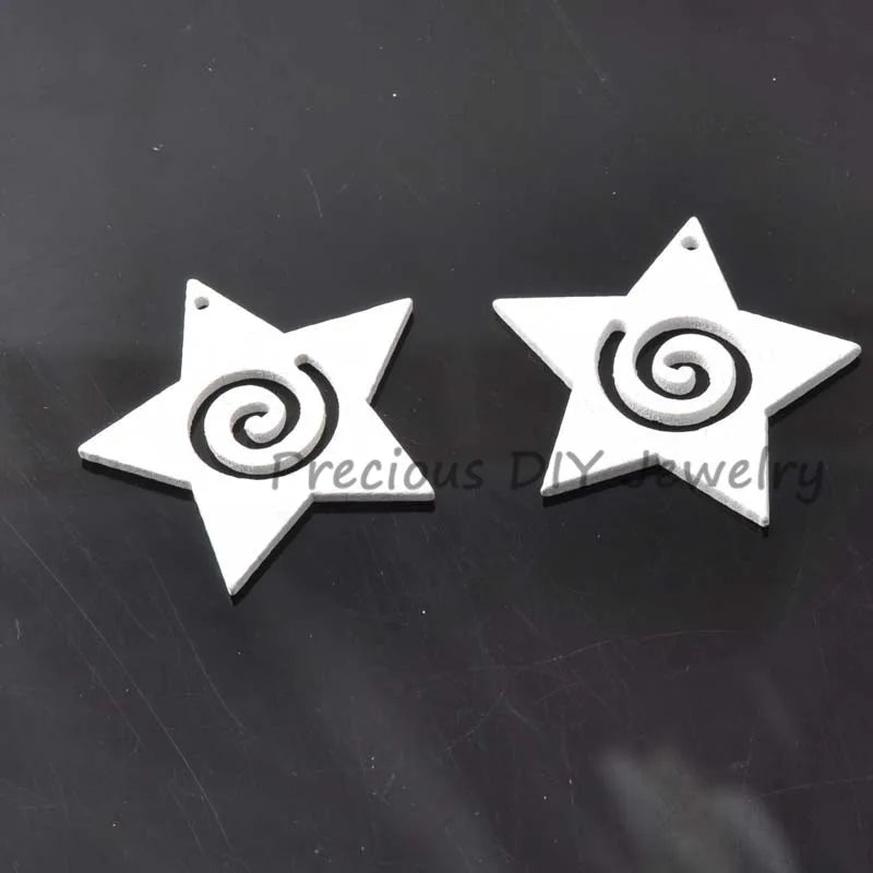100pcs 30mm Christmas Star Wooden Charms for Home Decoration