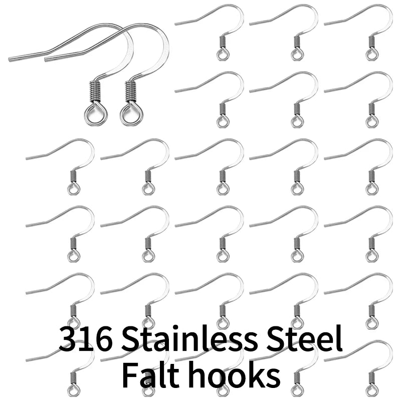 100pcs 316 Stainless Steel Ear Hooks Earrings Making