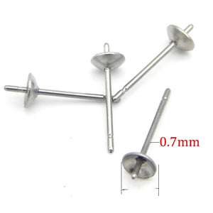 100pcs 316L Stainless Steel Earring Stud Tray for DIY Jewelry Making