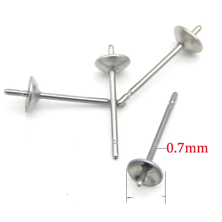 100pcs 316L Stainless Steel Earring Stud Tray for DIY Jewelry Making