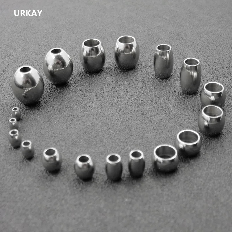 100pcs 316L Stainless Steel Oval Beads DIY Jewelry Findings