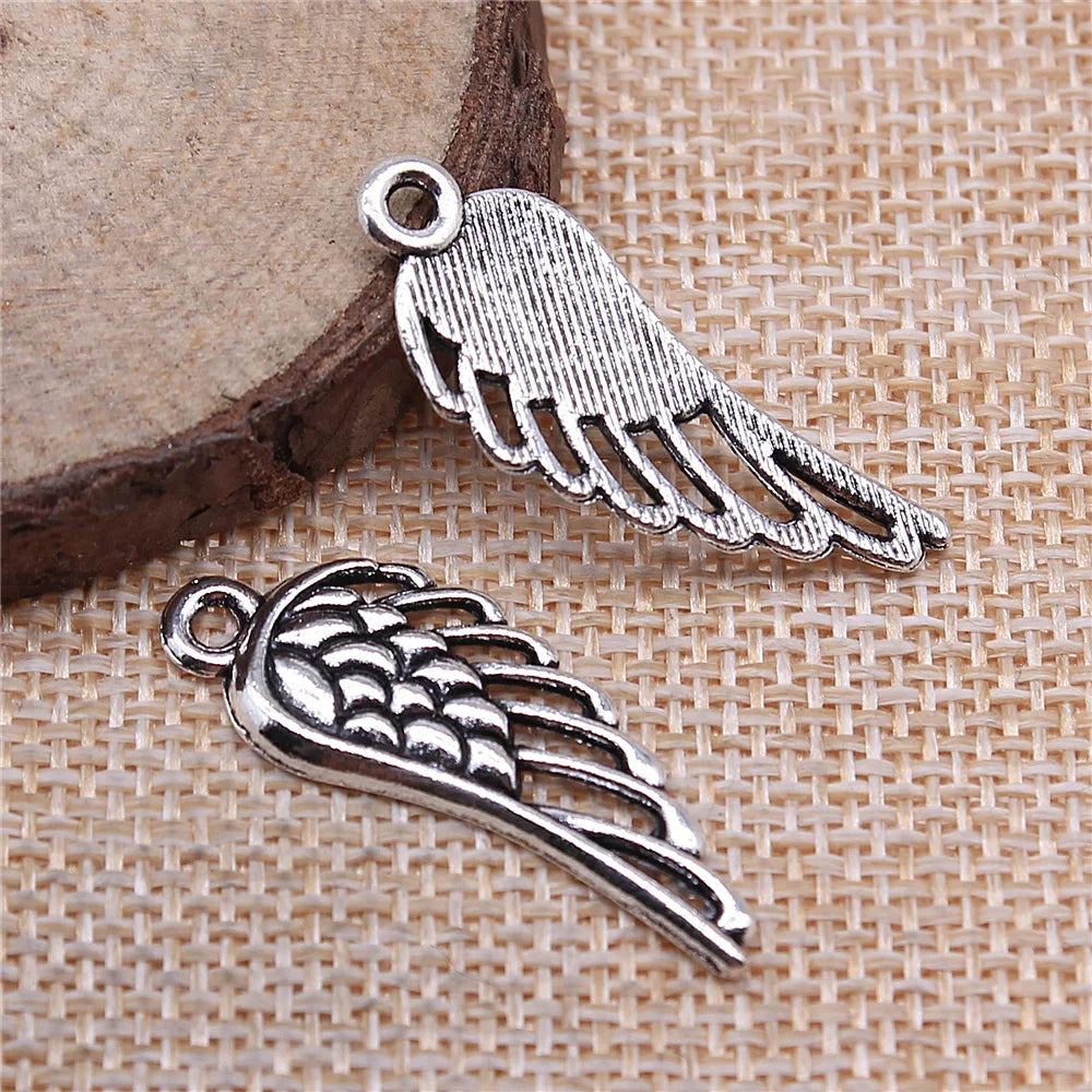 100pcs Angel Wing Charm Jewelry Making Antique Silver Bronze