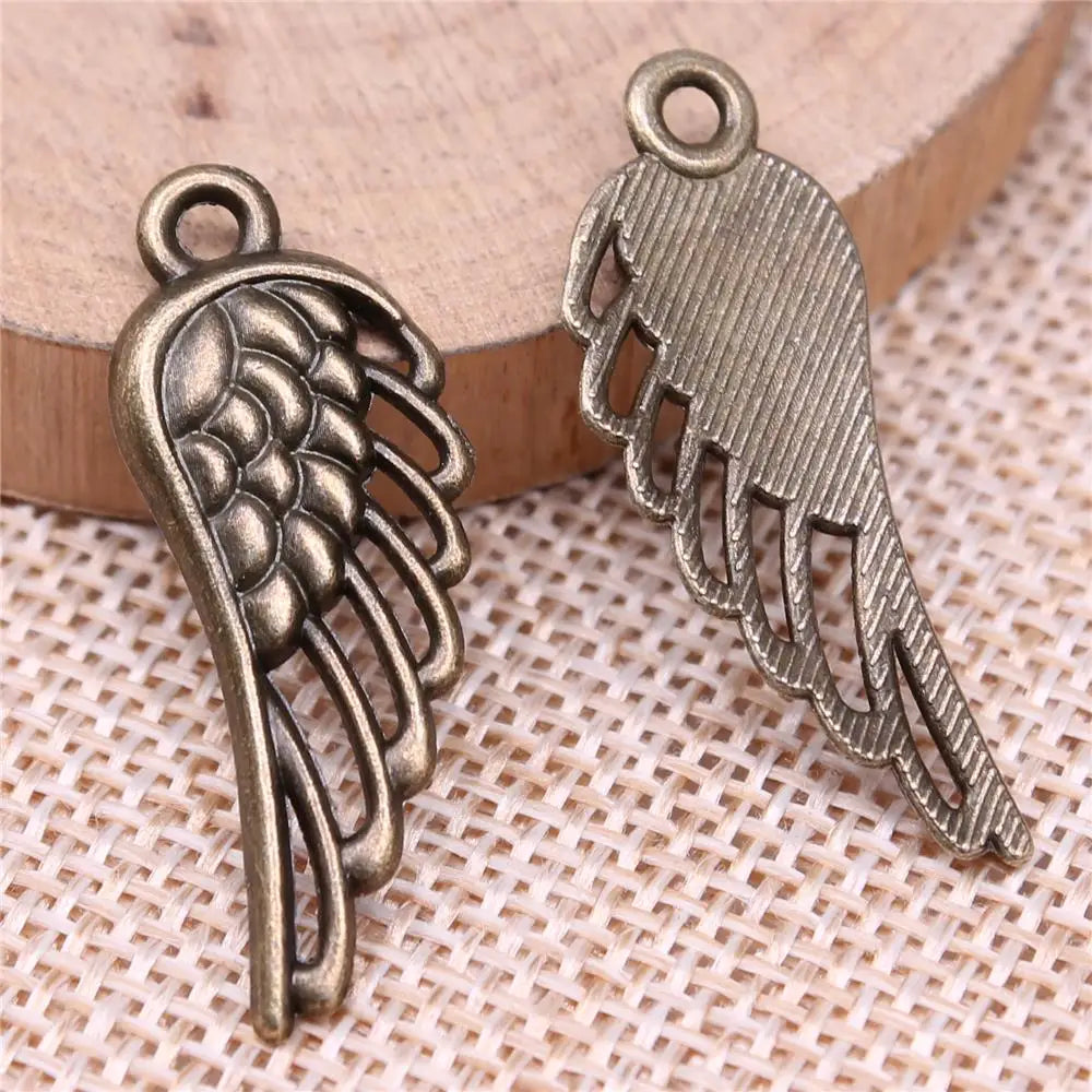 100pcs Angel Wing Charm Jewelry Making Antique Silver Bronze