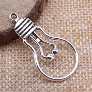 100pcs 36x19mm Retro Thread Incandescent Bulb Charm Antique Silver Light Bulb