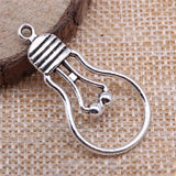 100pcs 36x19mm Retro Thread Incandescent Bulb Charm Antique Silver Light Bulb