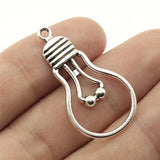 100pcs 36x19mm Retro Thread Incandescent Bulb Charm Antique Silver Light Bulb